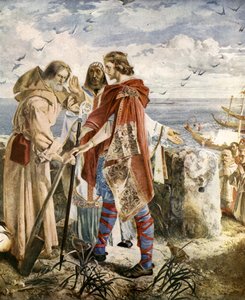 Egfrith oferecendo o bispado de Hexham para Cuthbert, 678 de William Bell Scott