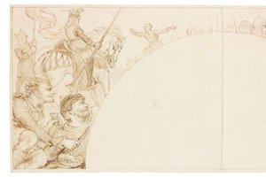Esboço para Mural no Wallington Hall (bodycolour) de William Bell Scott