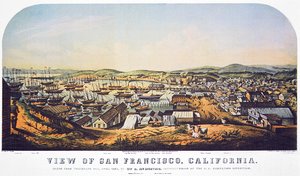Vista de São Francisco, Califórnia, de Telegraph Hill, abril de 1850 (cor litho) de William Birch McMurtrie