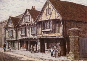 Casas antigas em West Street, Faversham (litografia a cores) de William Biscombe Gardner