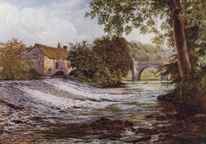 Sobre o Derwent, Baslow (cor litho) de William Biscombe Gardner