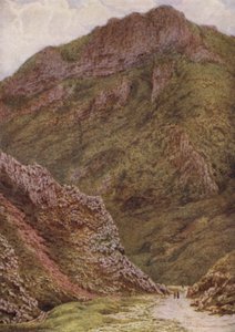 A Rocha do Leão nos Winnats, entre Castleton e Edale (cor litho) de William Biscombe Gardner