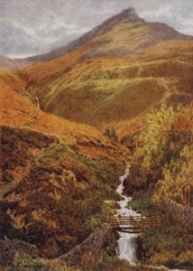 O Nab e Golden Clough da Grindslow Dell, Edale (cor litho) de William Biscombe Gardner