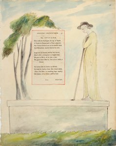 A Shepherd Reading the Epitaph, de Elegy Written in a Churchyard, de &39;The Poems of Thomas Gray&39;, publicado em 1797-98 (aquarela e tinta preta sobre papel) de William Blake