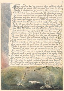 América. Uma profecia, ilustração 11, som! Som! Minhas altas trombetas de guerra .... de William Blake