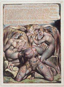 &39;And There Hear Heard ...&39;, prato 25 de &39;Jerusalem&39;, 1804-20 (gravura em relevo impressa em laranja com caneta e wc no papel) de William Blake