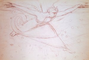 Caminhada do anjo, desenho de William Blake (1757-1827) de William Blake