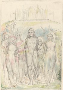 Cristão com o escudo da fé, despedindo-se de seus companheiros de William Blake