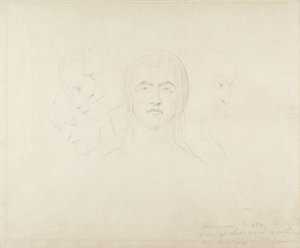 Cinco cabeças visionárias de mulheres, c.1820 (grafite sobre papel) de William Blake