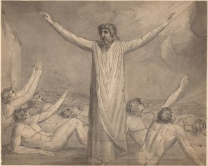Moisés a deter a praga () [recto] de William Blake