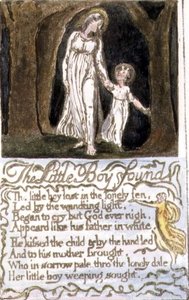 P.124-1950.pt13 The Little Boy Found: plate 13 from Songs of Innocence and of Experience (copy R) c.1802-08 (gravura, tinta e aguarela) de William Blake