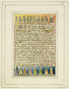 P.124-1950.pt18 Quinta-feira Santa: prato 18 de Canções da Inocência e da Experiência (exemplar R) c.1802-08 (gravura, tinta e wc) de William Blake