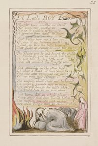 P.124-1950.pt53 Um Garotinho Perdido: prato 53 de Canções da Inocência e da Experiência (exemplar R) c.1802-08 (gravura, tinta e wc) de William Blake