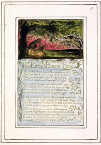 P.124-1950.pt8 O Rapazinho Preto: chapa 8 de Canções de Inocência e de Experiência (cópia R) c.1802-08 (água-forte, tinta e aguarela) de William Blake