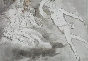 Satanás se aproximando do Tribunal do Caos de William Blake
