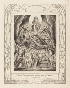 Satanás diante do trono de Deus, 1825. de William Blake