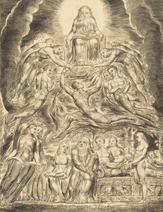Satanás diante do trono de Deus, 1825. de William Blake