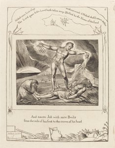 Satan Smiting Job with Boils, 1825. de William Blake