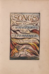 Canções de inocência e experiência, ilustração 2, página de título combinada (Bentley 1) de William Blake
