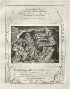 O Livro de Jó: Pl. 10, The Just Upright Man é ridicularizado com desprezo de William Blake