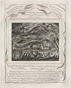 O Livro de Jó: Pl. 11, Com sonhos em minha cama tu me assustas e me amedrontas / com visões de William Blake
