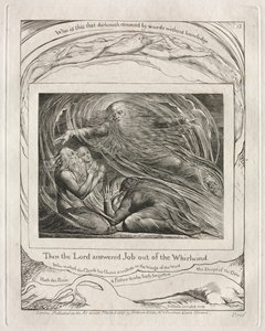 O Livro de Jó: Pl. 13, Então o Senhor respondeu a Jó fora do redemoinho, 1825. de William Blake