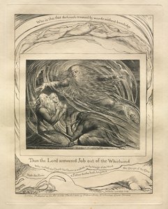 O Livro de Jó: Pl. 13, Então o Senhor respondeu a Jó fora do redemoinho, 1825. de William Blake