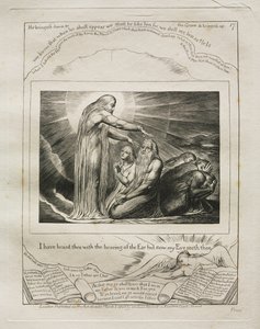 O Livro de Jó: Pl. 17, eu te ouvi com o ouvido do ouvido, mas agora meu olho te vê de William Blake