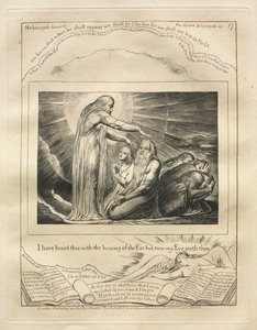 O Livro de Jó: Pl. 17, eu te ouvi com o ouvido do ouvido, mas agora meu olho te vê de William Blake