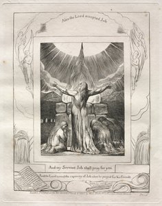 O Livro de Jó: Pl. 18, E meu servo Jó orará por você de William Blake