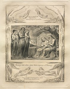 O Livro de Jó: Pl. 19, Cada um também lhe deu um pedaço de dinheiro de William Blake