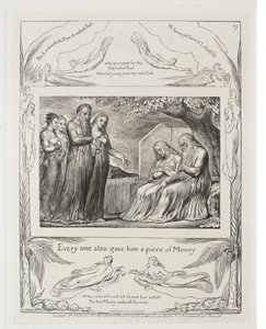 O Livro de Jó: Pl. 19, Cada um também lhe deu um pedaço de dinheiro de William Blake
