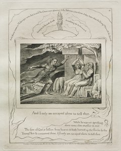O Livro de Jó: Pl. 4, E eu só escapei sozinho para te dizer de William Blake