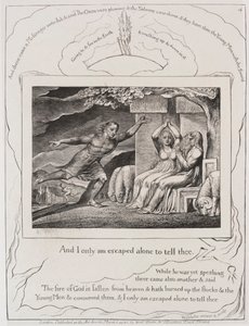 O Livro de Jó: Pl. 4, e só escapei sozinho para te dizer, 1825. de William Blake