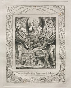 O Livro de Jó: Pl. 5, Então saiu Satanás da presença do Senhor de William Blake