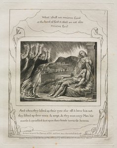 O Livro de Jó: Pl. 7, E quando eles levantaram os olhos para longe e não o reconheceram / levantaram suas vozes e choraram de William Blake