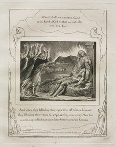 O Livro de Jó: Pl. 7, e quando levantaram os olhos ao longe e não o conheciam ..., 1825. de William Blake