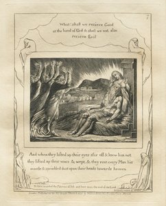 O Livro de Jó: Pl. 7, e quando levantaram os olhos ao longe e não o conheciam ..., 1825. de William Blake