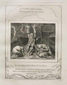 O Livro de Jó: Pl. 8, pereça o dia em que nasci de William Blake