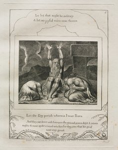 O Livro de Jó: Pl. 8, Que o dia pereça em que eu nasci, 1825. de William Blake