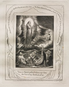 O Livro de Jó: Pl. 9, Então um Espírito passou diante do meu rosto / os cabelos da minha carne se arrepiaram de William Blake