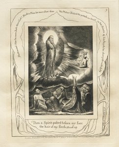 O Livro de Jó: Pl. 9, Então um Espírito passou diante do meu rosto / os cabelos da minha carne se arrepiaram de William Blake