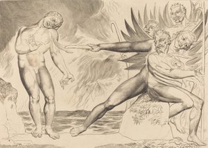 The Circle of the Corrupt Officials, the Devils Tormenting Ciampolo, 1827. de William Blake