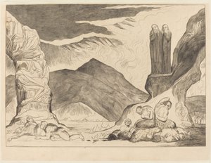 O Círculo dos Falsificadores: Dante e Virgílio Cobrindo o Nariz por causa do st de William Blake