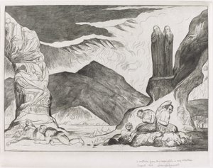 O Círculo dos Falsificadores: Dante e Virgílio Cobrindo o Nariz por causa do fedor de William Blake