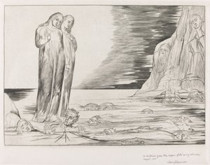 O Círculo dos Traidores; O pé de Dante batendo Bocca degli Abbate de William Blake