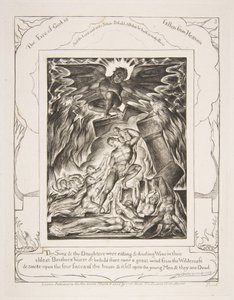 A Destruição de Filhos de Trabalhos, de Ilustrações do Livro de Jó, 1825-26. de William Blake