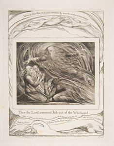 O Senhor Respondendo a Jó fora do Turbilhão, de Ilustrações do Livro de Jó, 1825-26. de William Blake