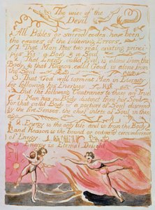 O casamento do céu e do inferno; A voz do diabo, c.1790 (gravura em relevo colorido com aquarela) de William Blake