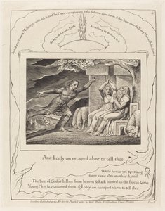 Os mensageiros falam de seus infortúnios a Jó, 1825. de William Blake